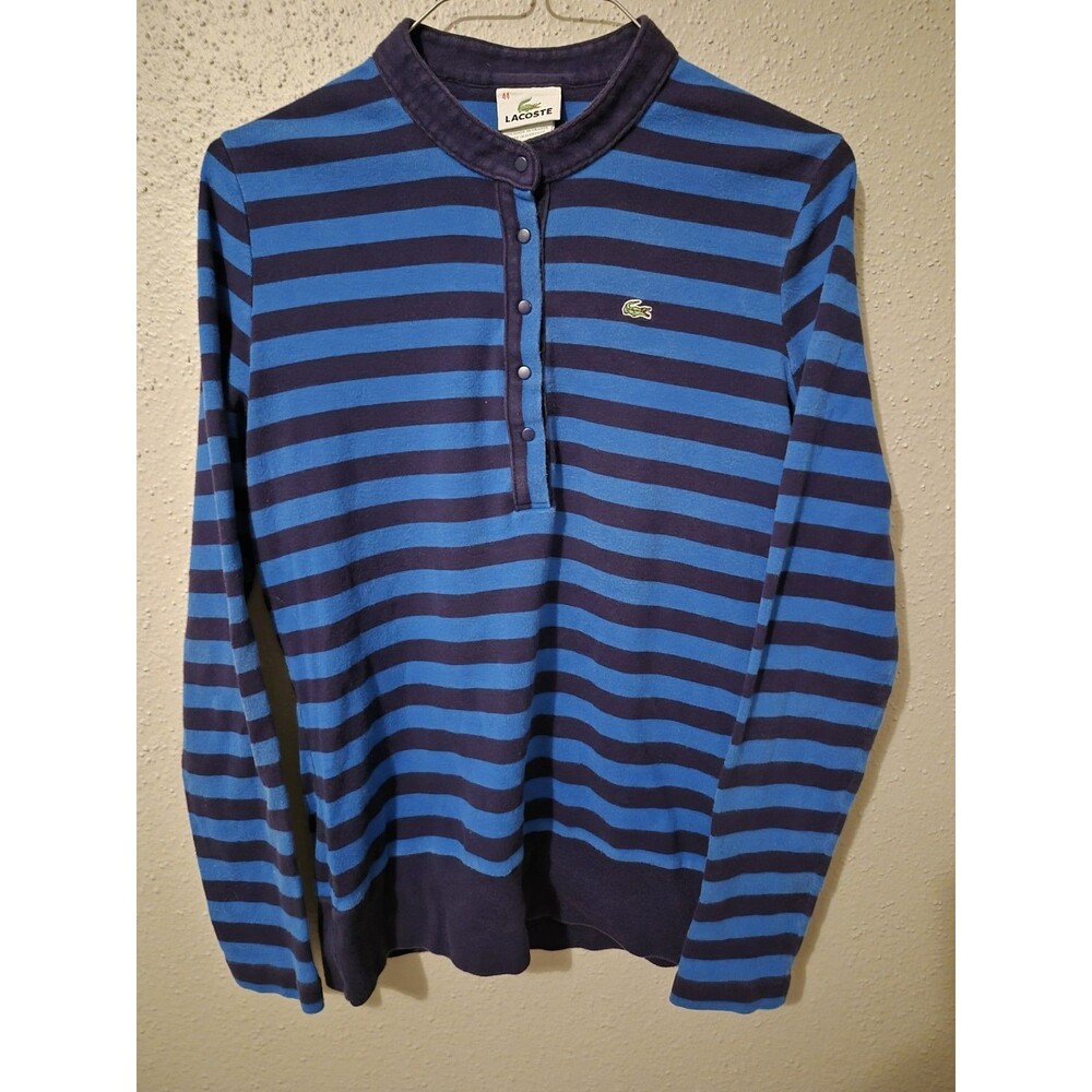 VTG Lacoste Womens M Rugby Polo Toplogo Preppy Stripped Y2K